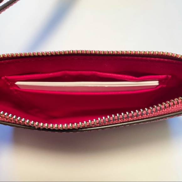 NWT Coach Wristlet | Pink Crossgrain Leather Zip - Picture 7 of 11